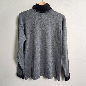 Black & grey patterned turtleneck classic, cozy, vintage 90s, or "grandma chic"